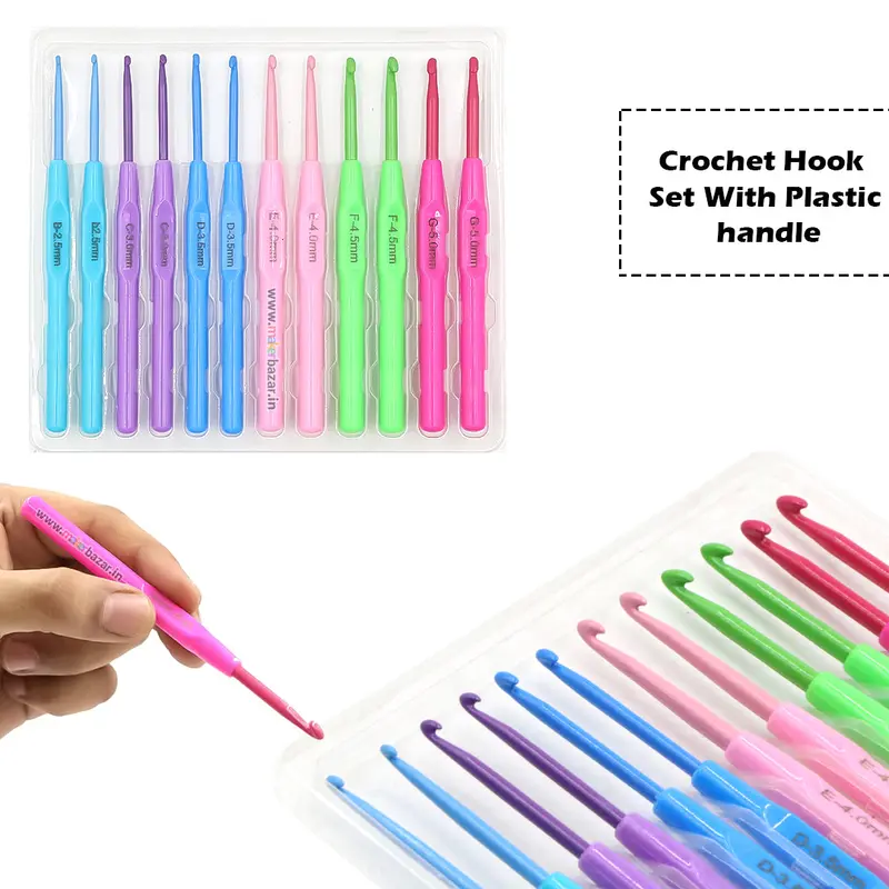 12Pcs Crochet Hook Set With Plastic Handle 1