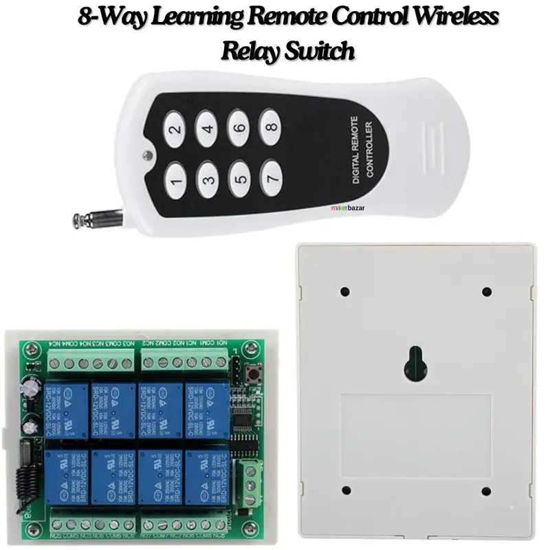 433Mhz 8-Way Learning Wireless Remote Control With Relay Switch Combo 1