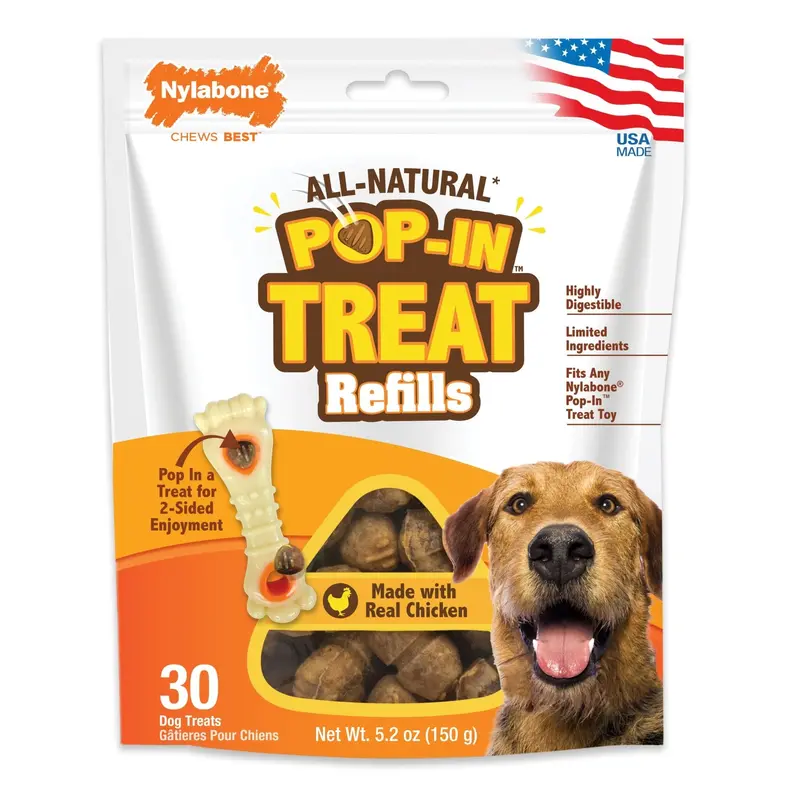 All-Natural Pop-In Dog Treat Refills, Chicken, All Sizes, 30 Ct 1