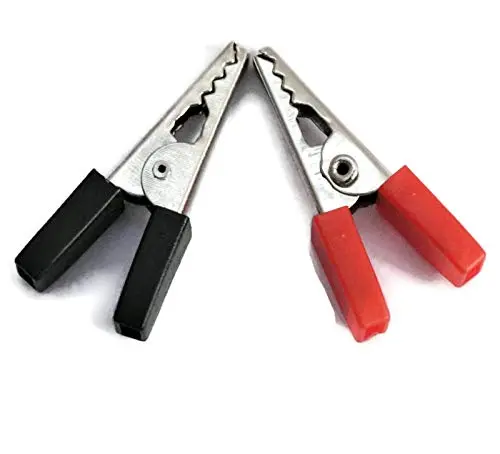 Alligator Crocodile Clips Pair 30Mm Red + Black (Half Sleeves) 1