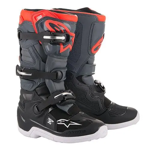 Alpinestars - Tech 7S Youth Black/Grey/Flo Red Mx Boots 1