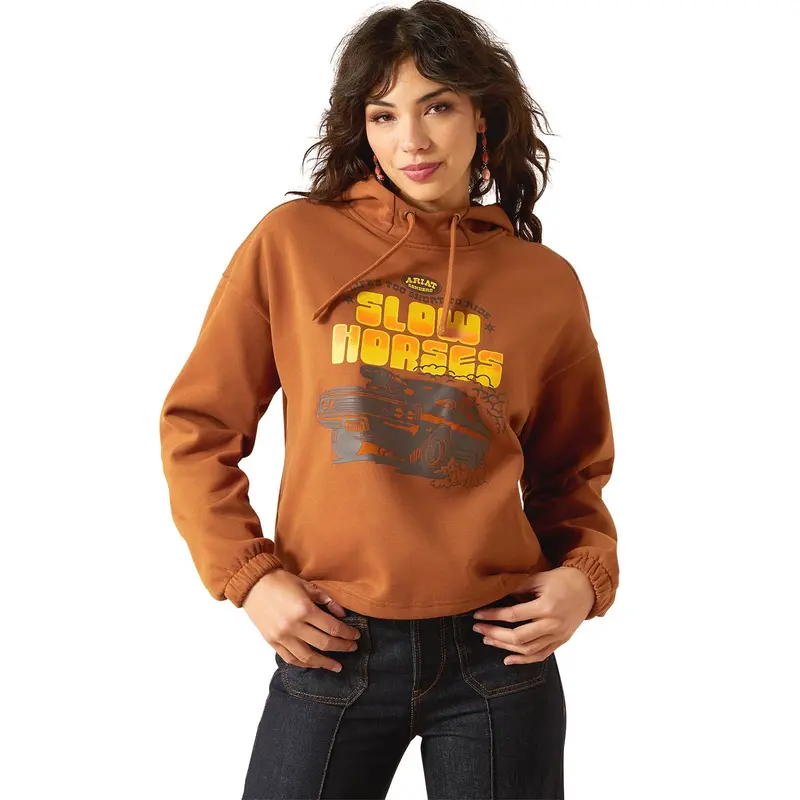 Ariat Womens Sendero "Slow Horses" Graphic Hoodie – Cozy Adjustable Everyday Pullover 1