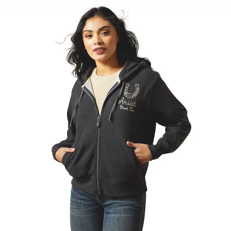 Ariat Womens Stitched Horseshoe Full Zip Hoodie 1