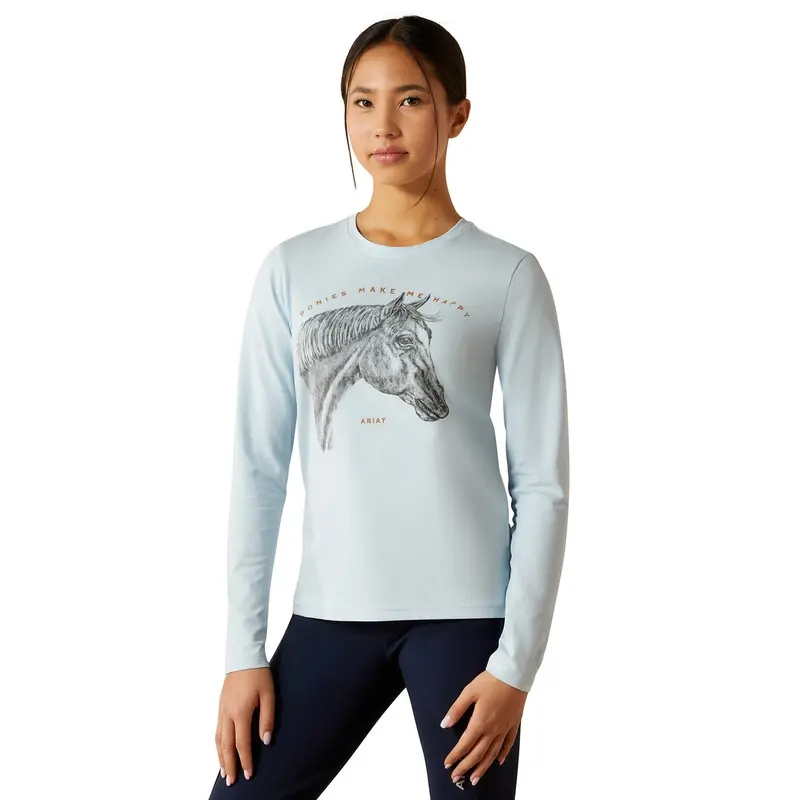 Ariat Youth Happy Long Sleeve Shirt – Organic Cotton Kids Equestrian Tee For Horse Lovers 1