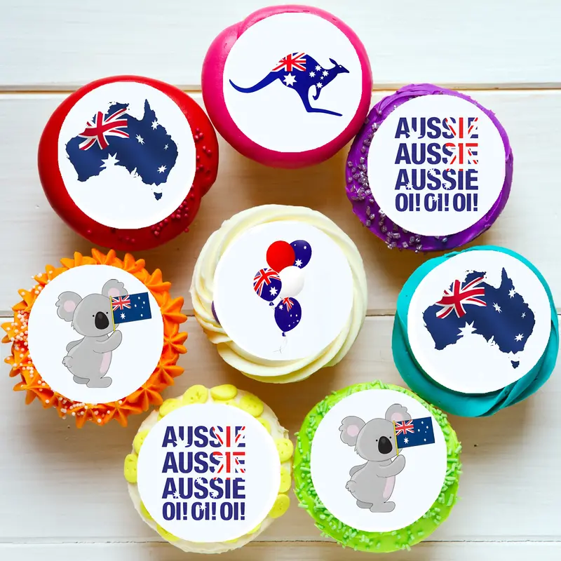 Australia Day Pre-Cut Edible Icing Cupcake Or Cookie Toppers 1