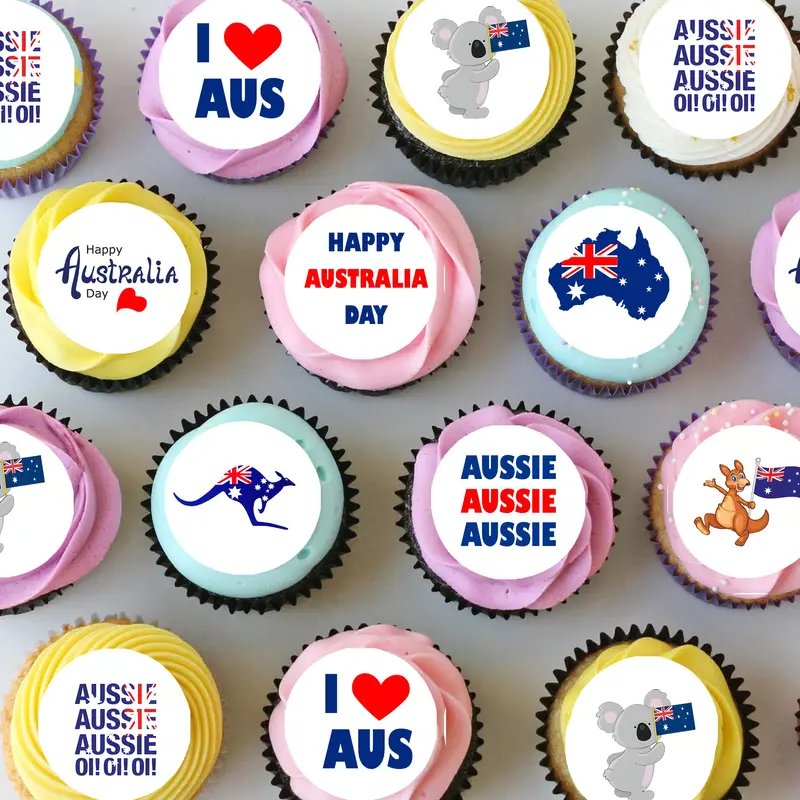 Australia Day Pre-Cut Mini Edible Icing Cupcake Or Cookie Toppers 1