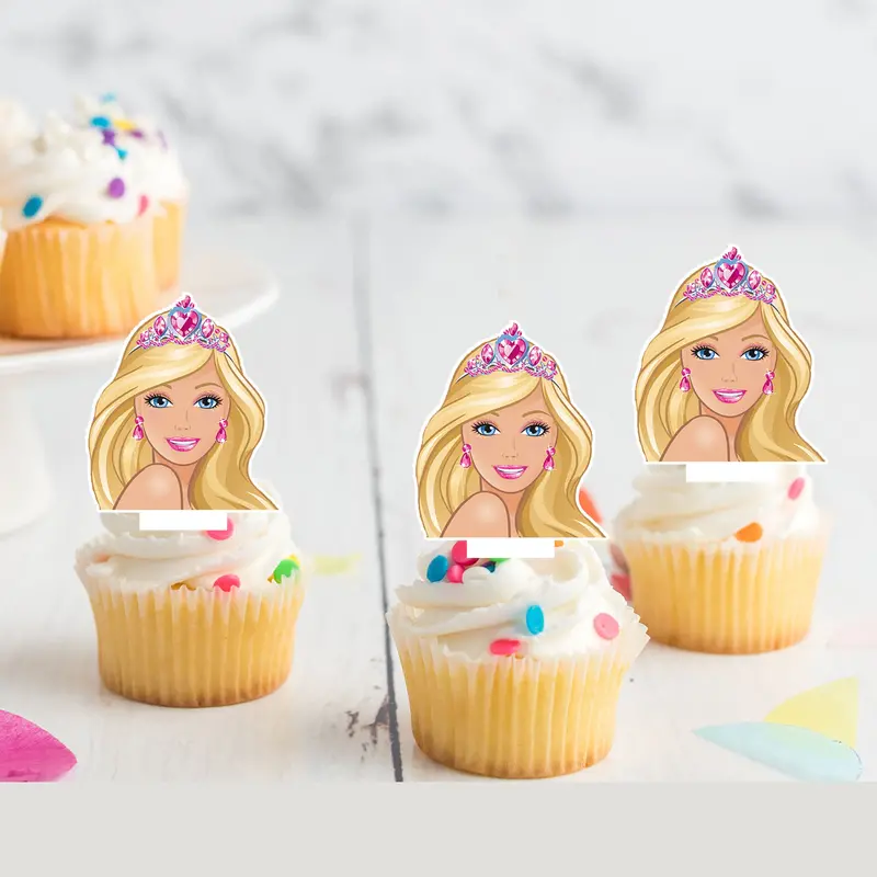 Barbie Pre-Cut Edible Stand Up Wafer Card Cupcake Toppers 1