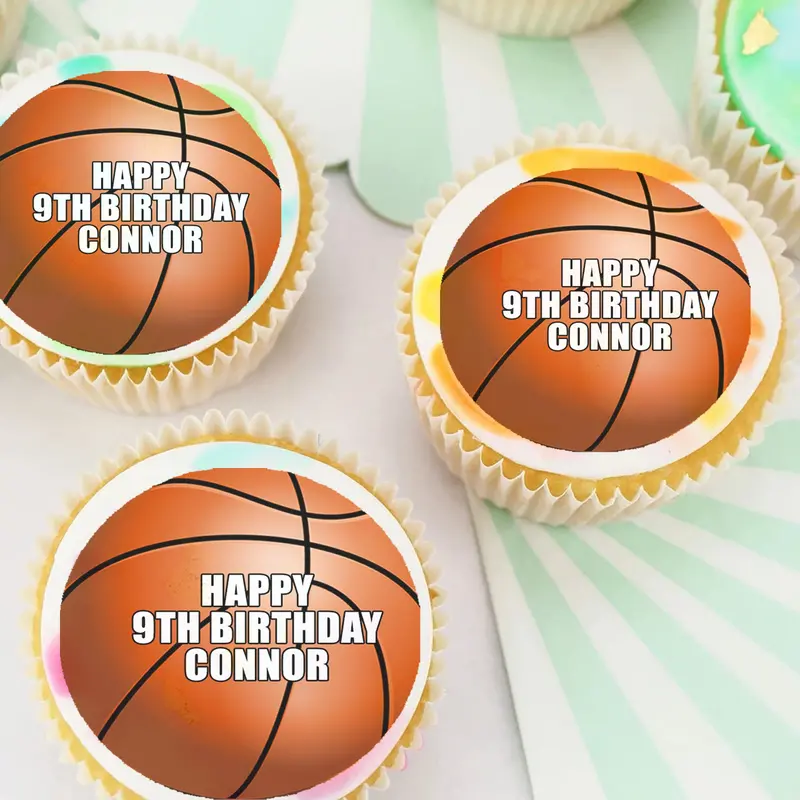 Basketball Sports Pre-Cut Edible Cupcake Or Cookie Toppers 1