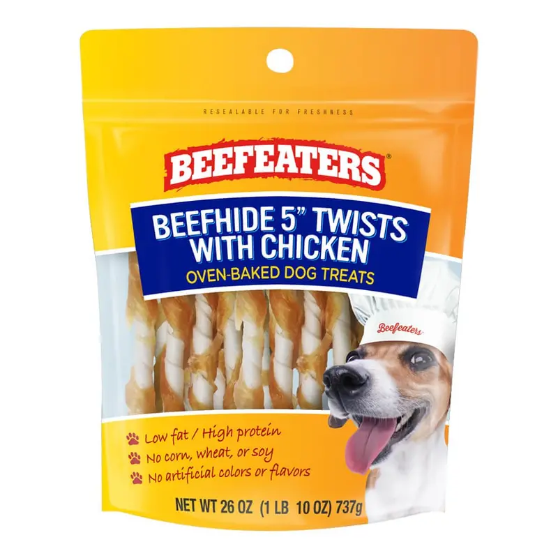 Beefeaters Oven-Baked Beefhide 5" Twists With Chicken Treats For Dogs 2