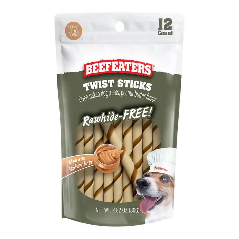 Beefeaters Twist Sticks, Rawhide Free, Oven Baked Dog Treats - Peanut Butter Flavored 1