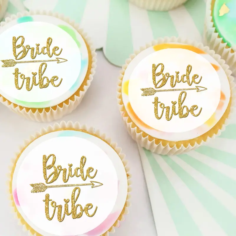 Bride Tribe Bridal Shower Pre-Cut Edible Icing Cupcake Or Cookie Toppers 1