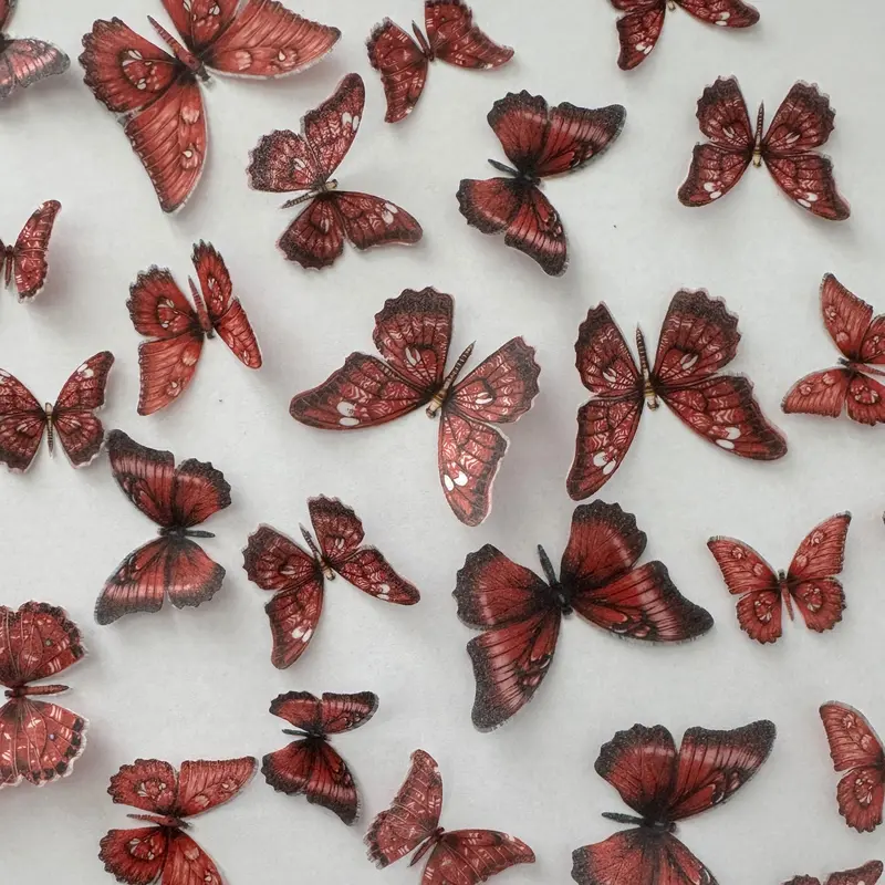 Dark Red Pre-Cut Edible Wafer Butterflies 1
