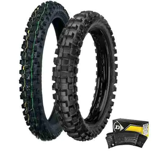 Dunlop - Mx 52/51 Front & Rear Tyre And Tube Kit - 120/90-18 1