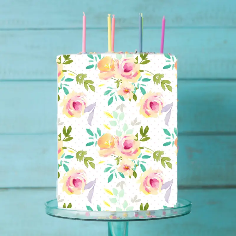 Floral Edible Icing Cake Wrap 1
