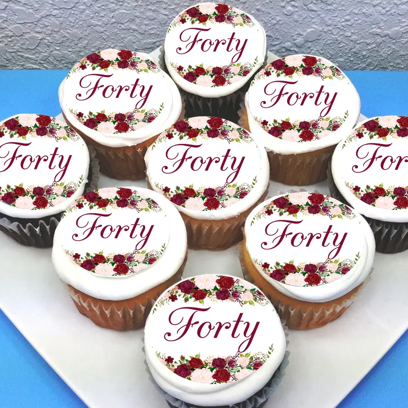 Floral Themed Edible Cupcake Toppers 1
