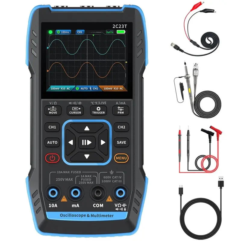 Fnirsi 2C23t- 3In1 Handheld Digital Oscilloscope 10Mhz Bandwidth With 2 Channels 1