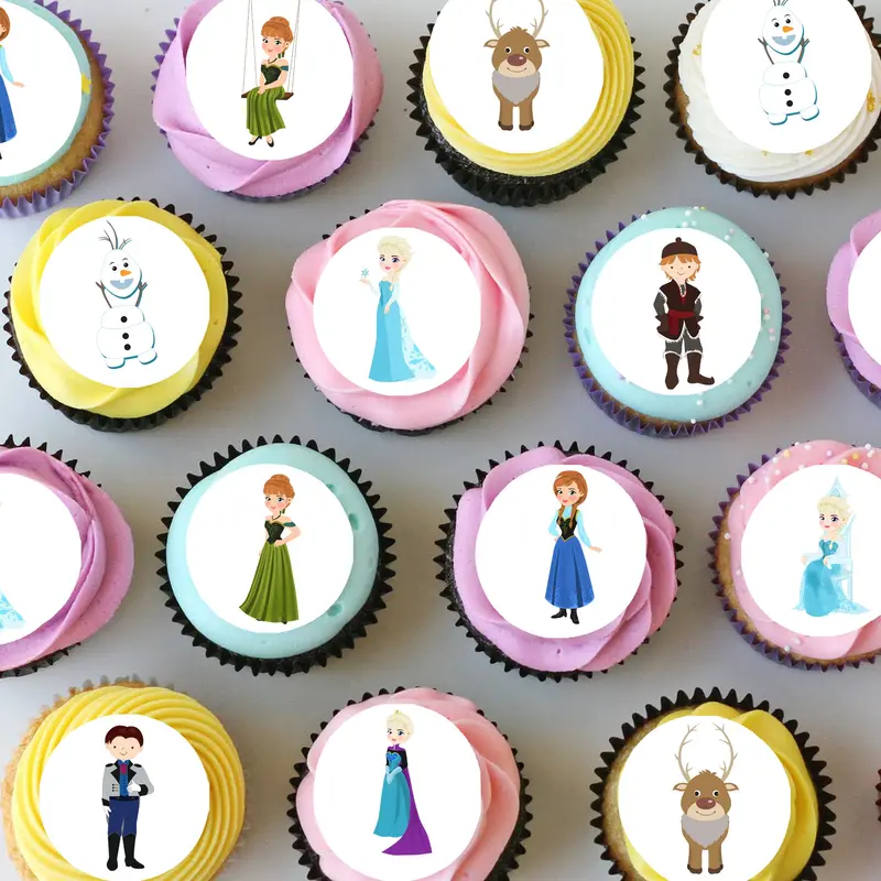 Frozen Inspired Pre-Cut Mini Edible Icing Cupcake Or Cookie Toppers 1