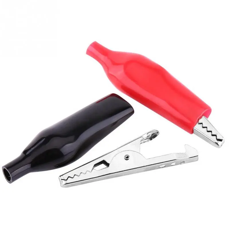 Full Sleeves 45Mm Large Alligator Crocodile Clips Pair Red + Black 1