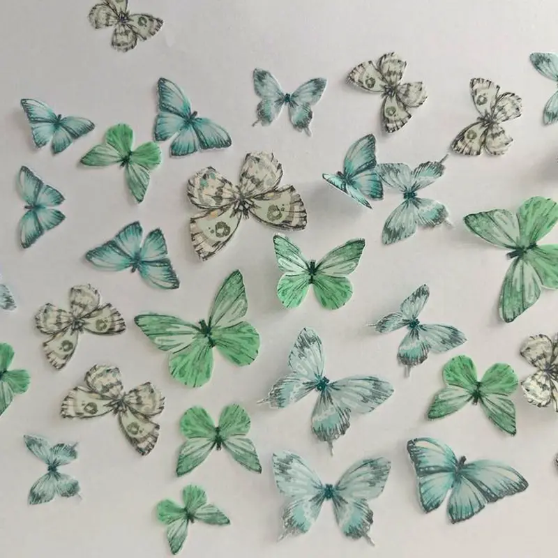 Green Pre-Cut Edible Wafer Butterflies 1