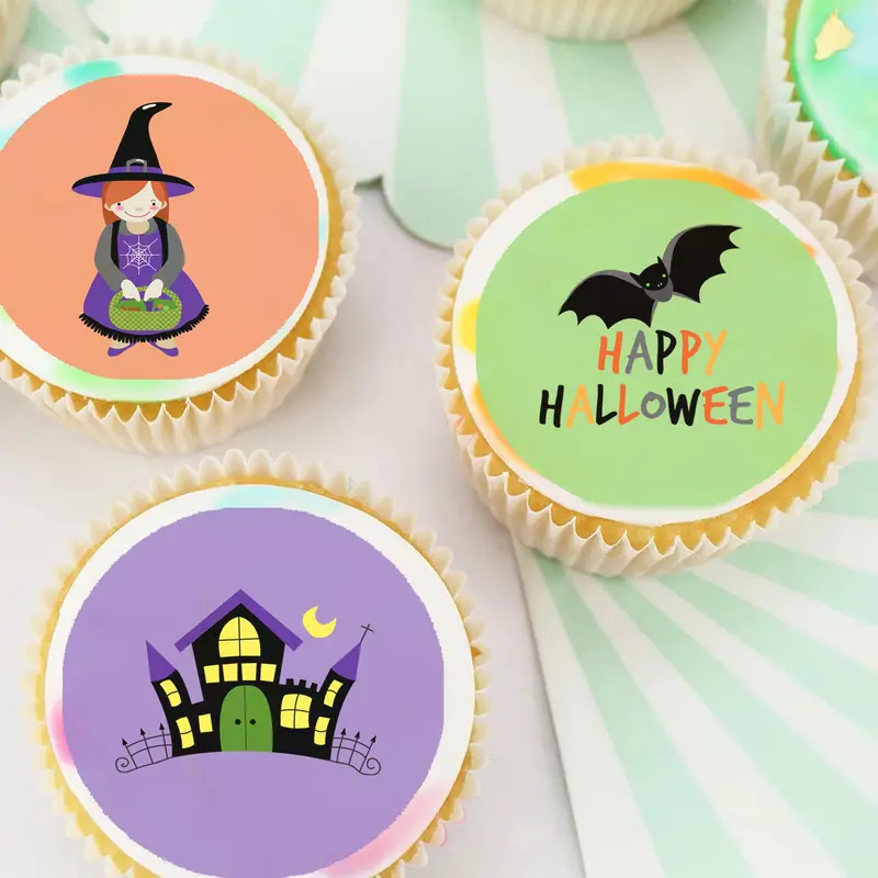 Halloween Pre-Cut Edible Icing Cupcake Or Cookie Toppers 1