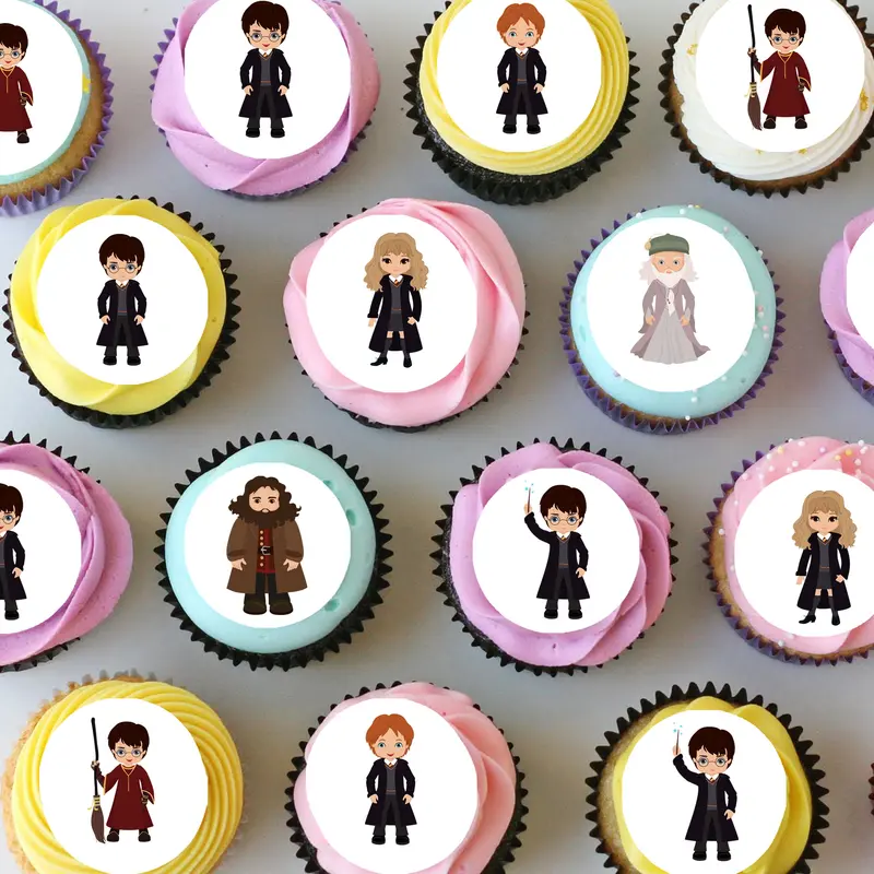 Harry Potter Inspired Pre-Cut Mini Edible Cupcake Or Cookie Toppers 1