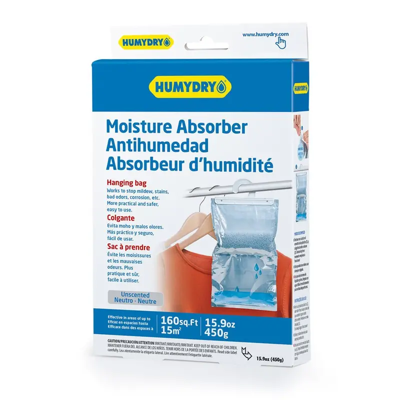 Humydry Moisture Absorber Hanging Bag 15.9 Oz – Unscented Or Wool Protector Dehumidifier For Closets, Rvs & Basements 1