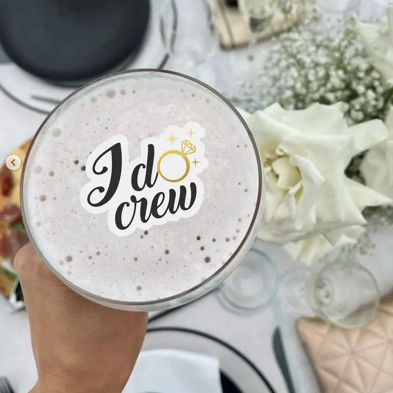 I Do Crew Hens Wedding Engagement Custom Cutout Edible Cocktail Drink Toppers 1