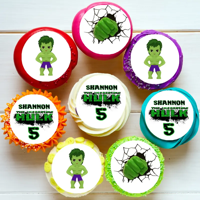 Incredible Hulk Pre-Cut Edible Icing Cupcake Or Cookie Toppers 1