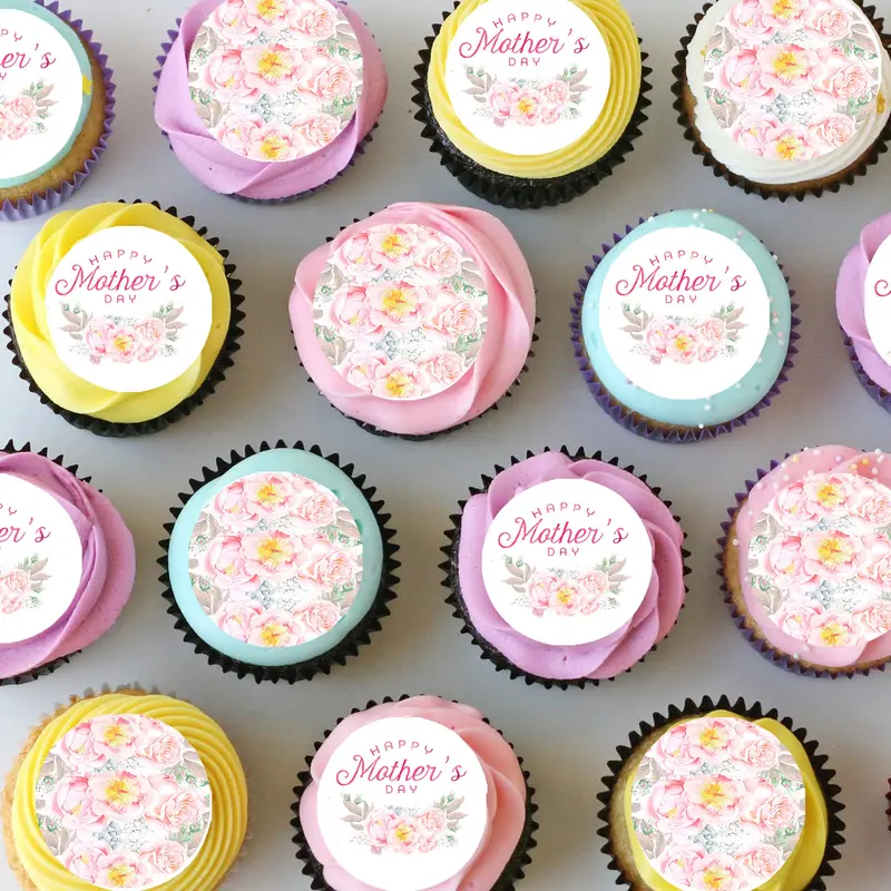 Mothers Day Mum Pre-Cut Mini Edible Cupcake Or Cookie Toppers 1