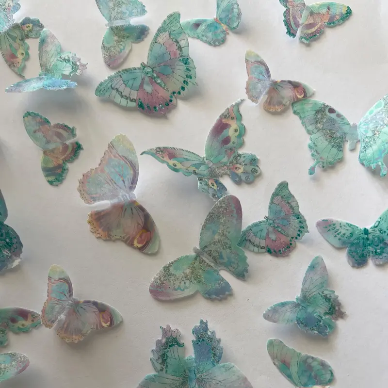 Multi-Coloured Pre-Cut Edible Wafer Butterflies 1