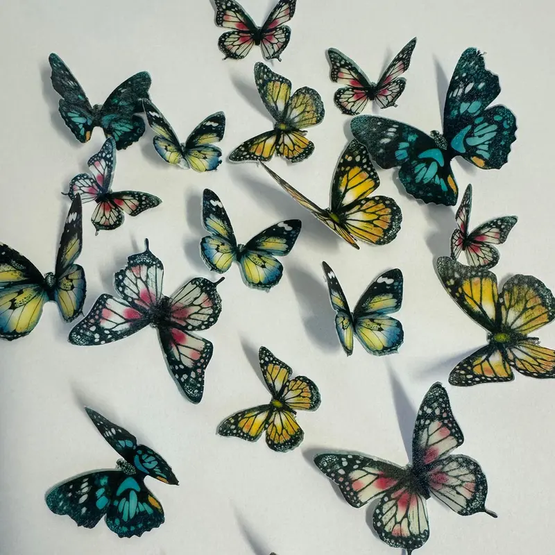 Multi-Coloured Pre-Cut Edible Wafer Butterflies 1