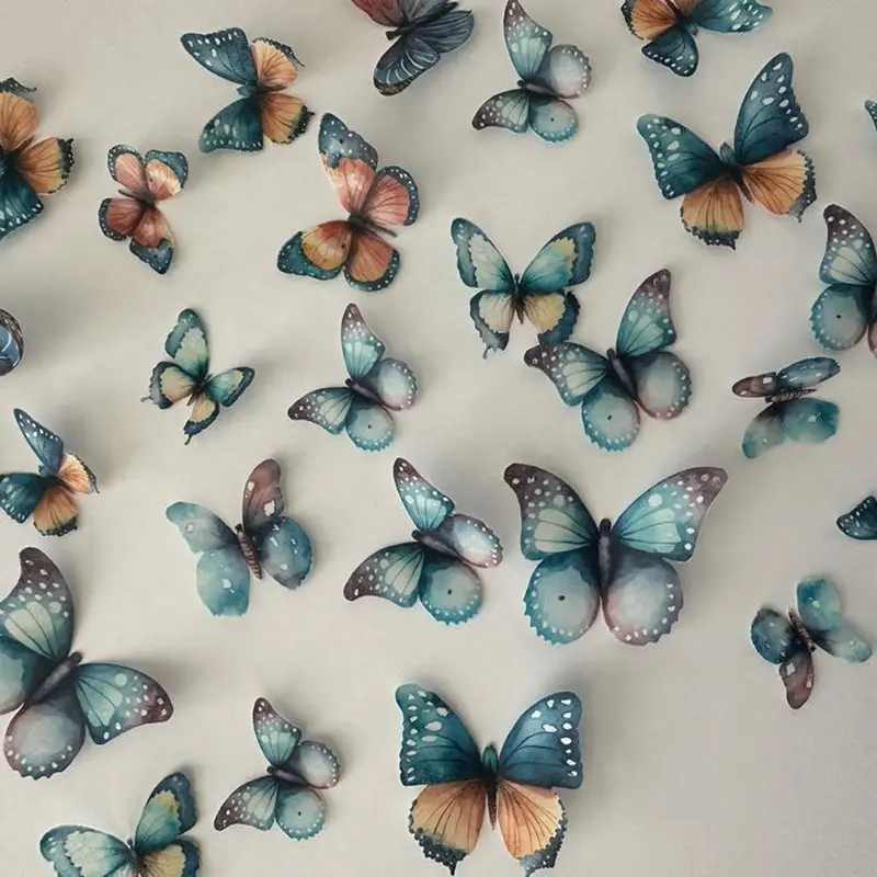 Multicoloured Pre-Cut Edible Wafer Butterflies 1