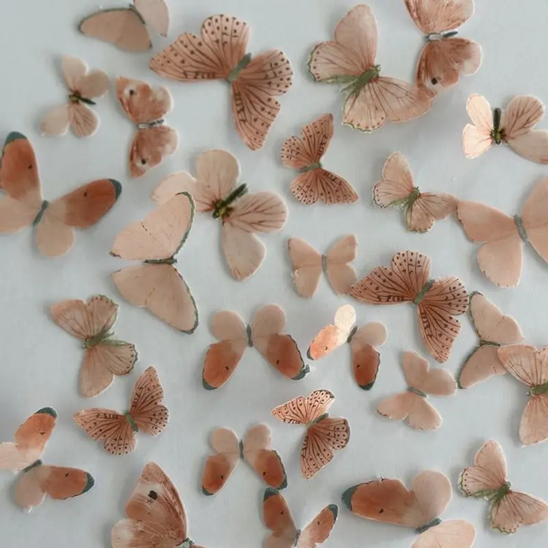 Orange/Peach Pre-Cut Edible Wafer Butterflies 1