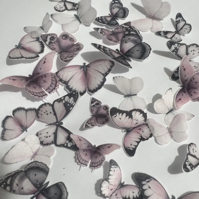 Pink Pre-Cut Edible Wafer Butterflies 1