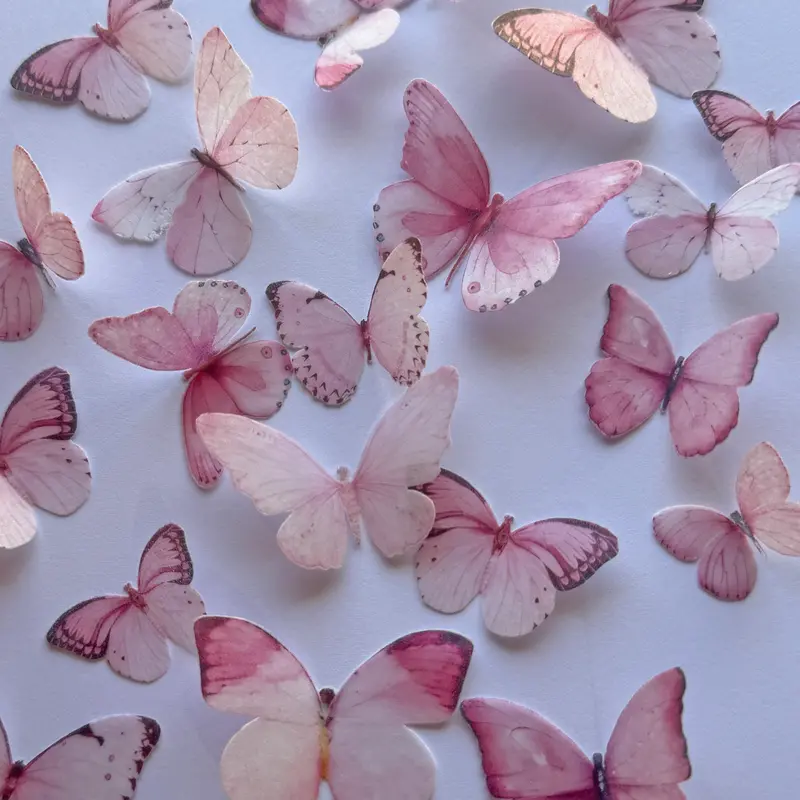 Pink Pre-Cut Edible Wafer Butterflies 1