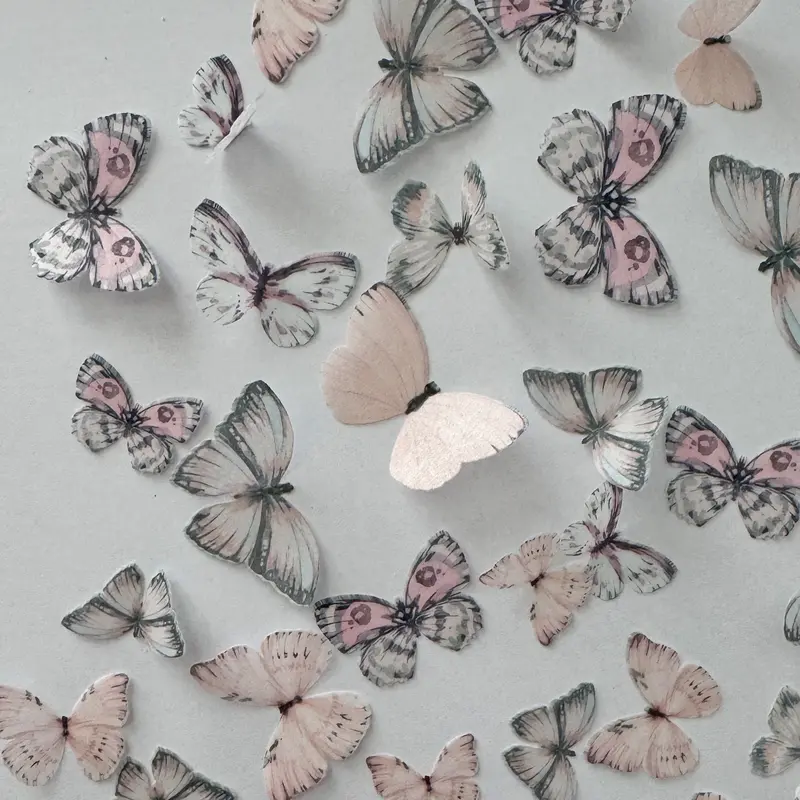 Pink Pre-Cut Edible Wafer Paper Butterflies 1