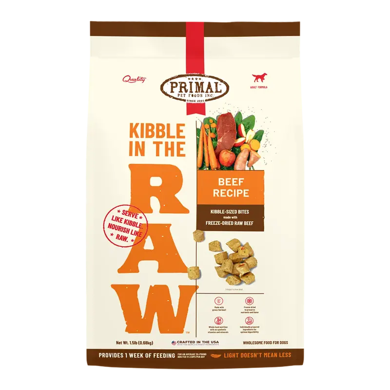 Primal Pet Foods Kibble In The Raw Beef Recipe For Dogs 1