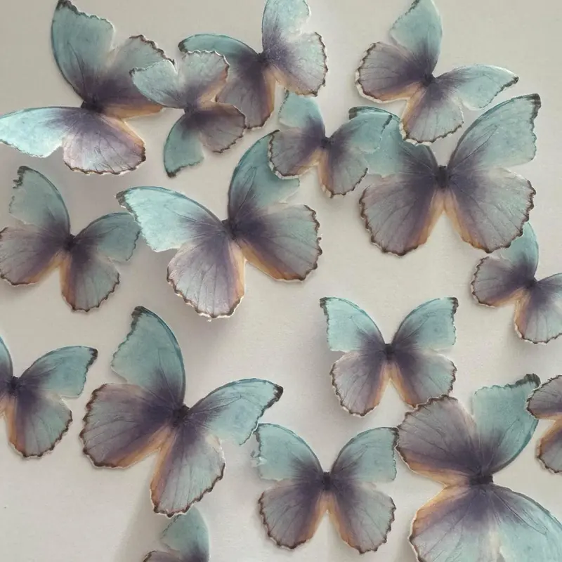 Purple & Blue Pre-Cut Edible Wafer Butterflies 1