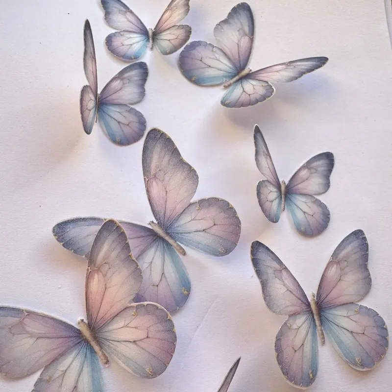Purple Pre-Cut Edible Wafer Butterflies 1