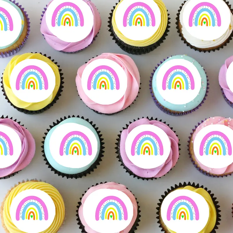 Rainbow Brights Pre-Cut Mini Edible Cupcake Or Cookie Toppers 1