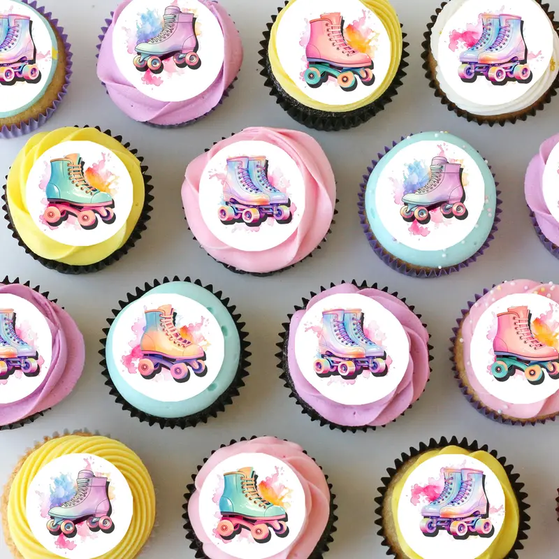 Rollerskate Rollerskating Pre-Cut Mini Edible Cupcake Or Cookie Toppers 1