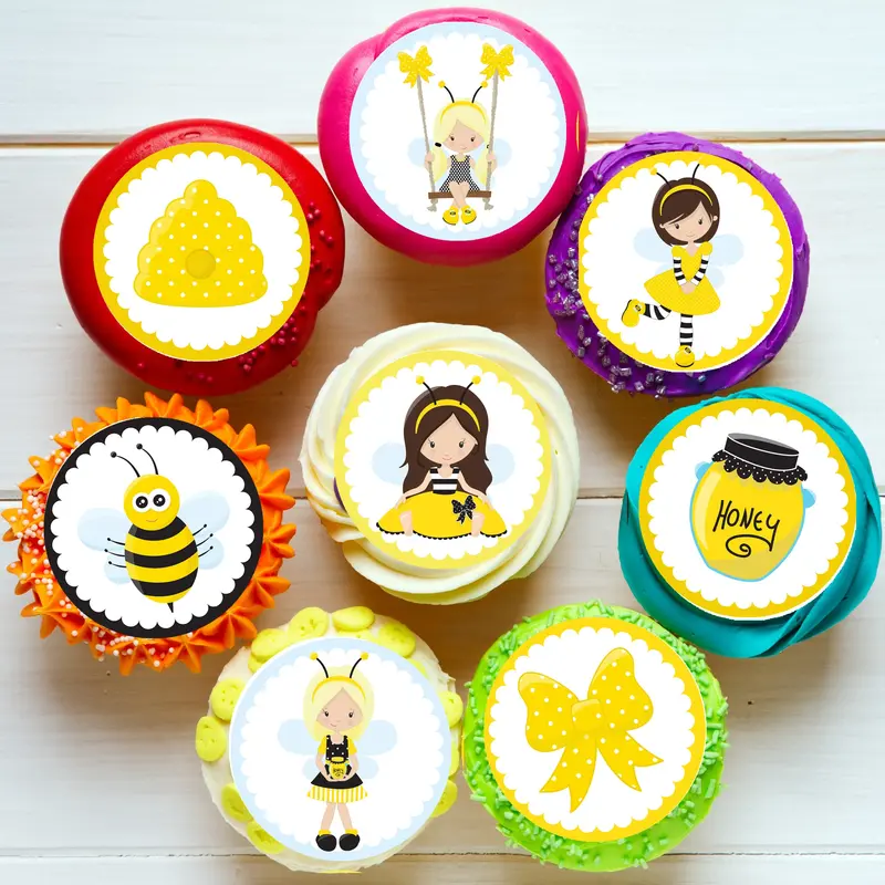 Sweet Little Bee Pre-Cut Edible Cupcake Or Cookie Toppers 1