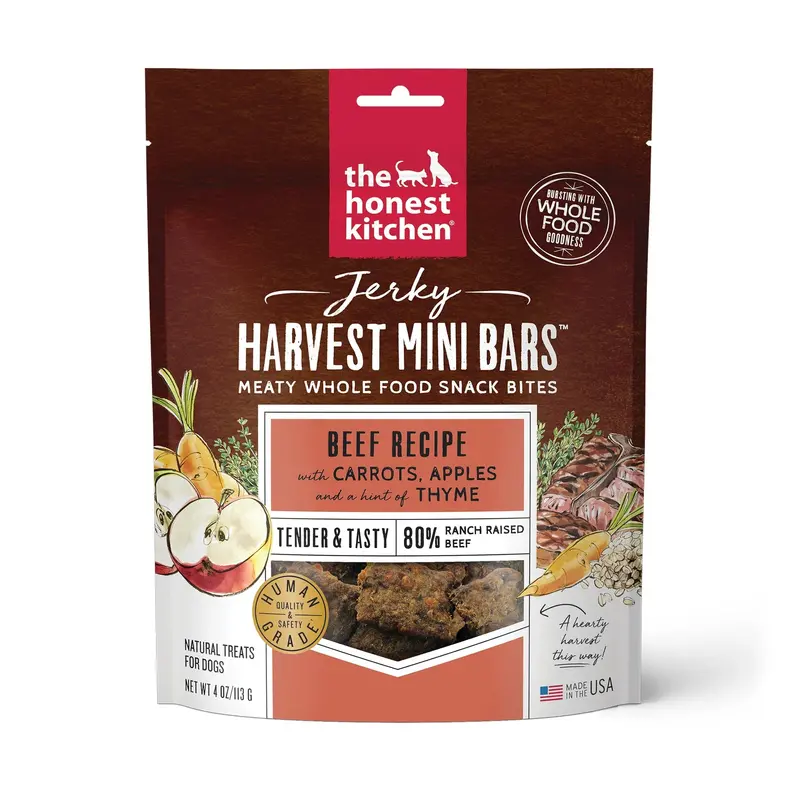 The Honest Kitchen Jerky Harvest Mini Bars Beef Recipe With Carrots & Apples Dog Treat (4 Oz) 1