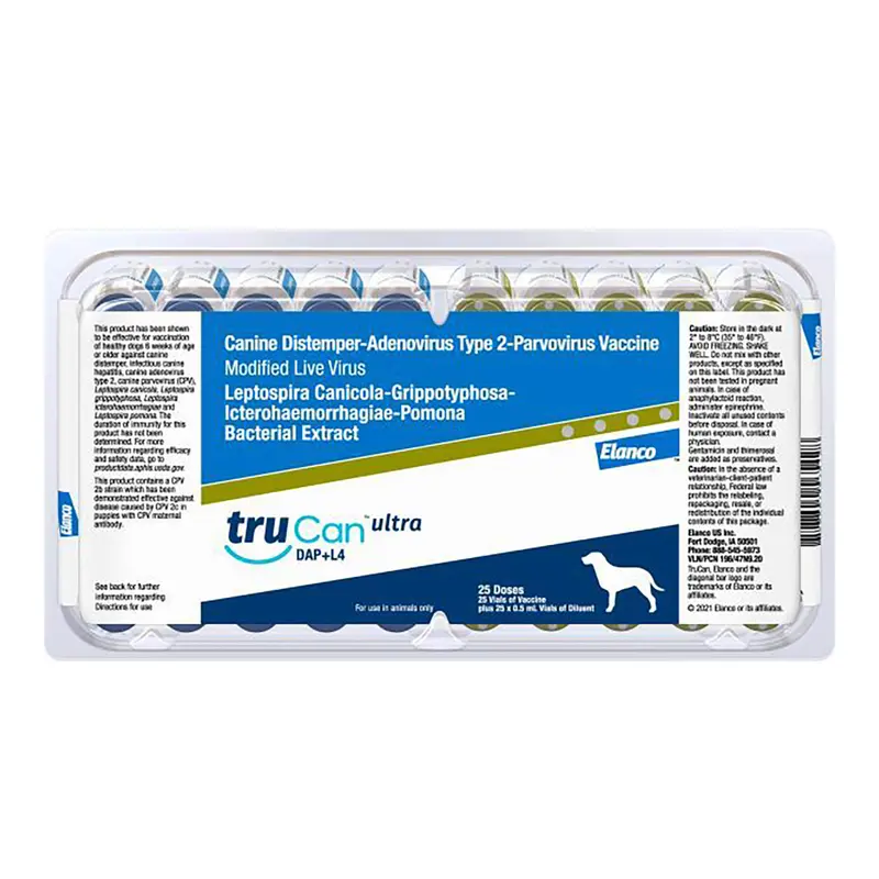 Trucan Ultra Dap+L4 / Ultra Duramune Dap+ 4L Vaccine For Dogs (25 X 1Ml) 1