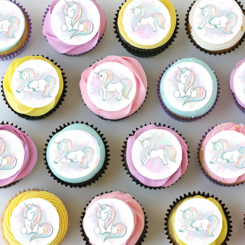 Unicorn Horse Pre-Cut Mini Edible Cupcake Or Cookie Toppers 1
