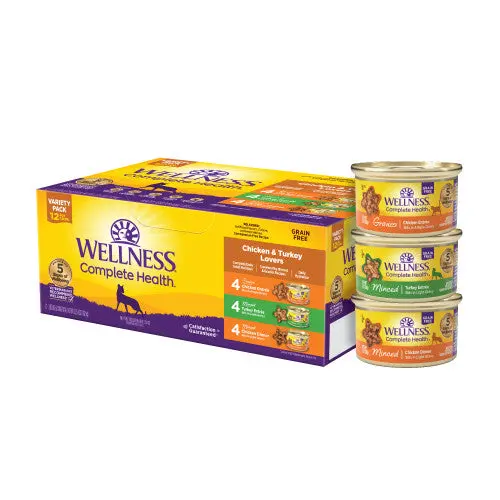 Wellness Complete Health Natural Grain Free Wet Cat Food Variety Pate Recipes Chicken & Turkey Lovers 1