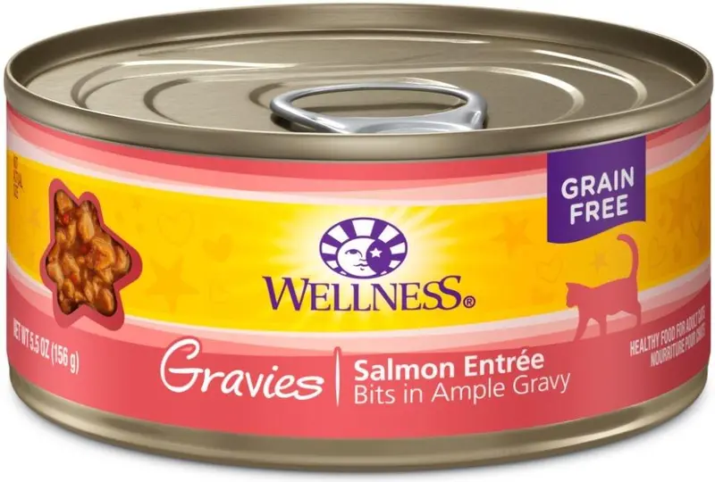 Wellness Natural Grain Free Gravies Salmon Dinner Canned Cat Food 1