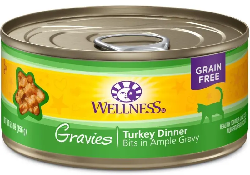 Wellness Natural Grain Free Gravies Turkey Dinner Canned Cat Food 1