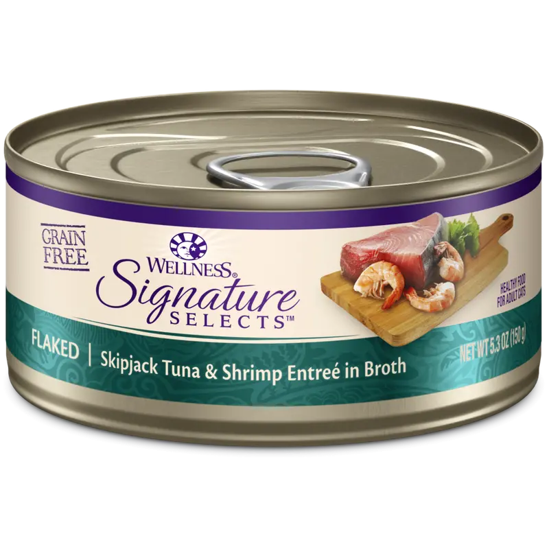 Wellness Signature Selects Grain Free Natural Skipjack Tuna With Shrimp Entree In Broth Wet Canned Cat Food 1